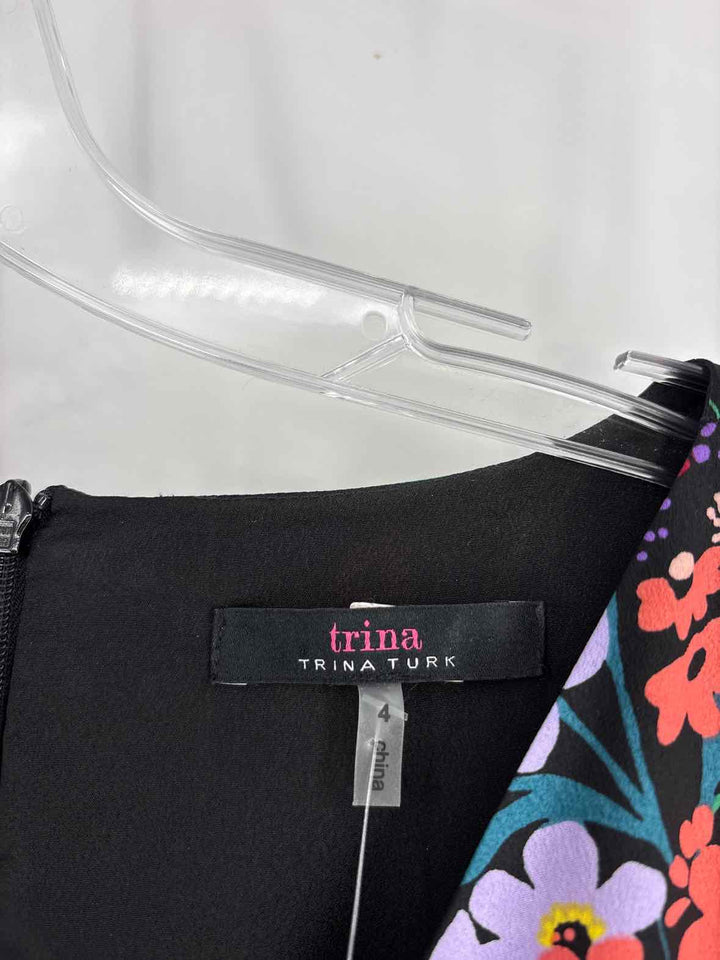 Size 4 TRINA TURK Black Print Dress