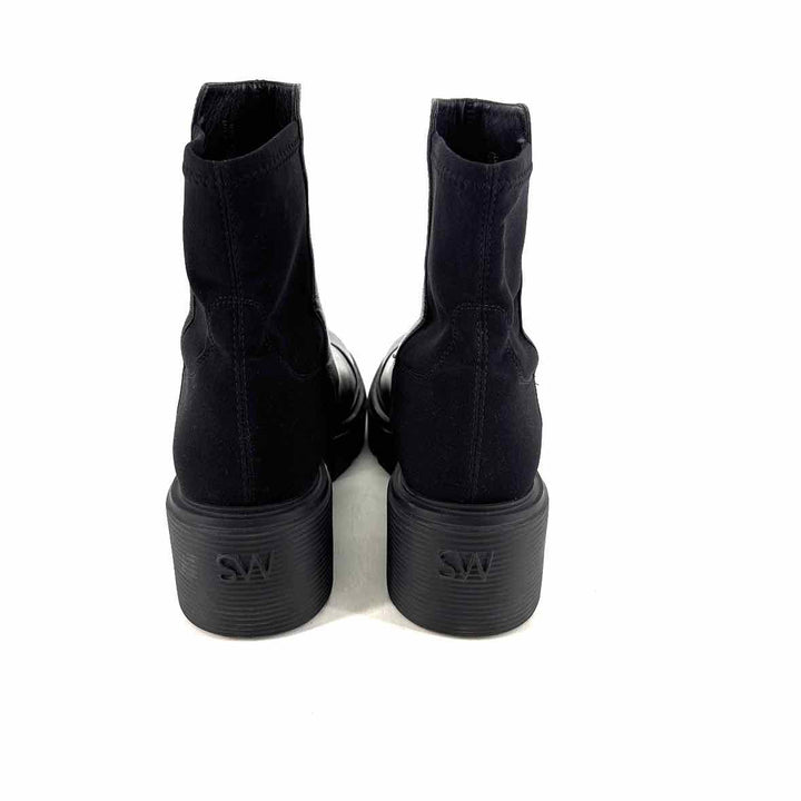 Shoe Size 7.5 Stuart Weitzman Black Leather Knit Boots