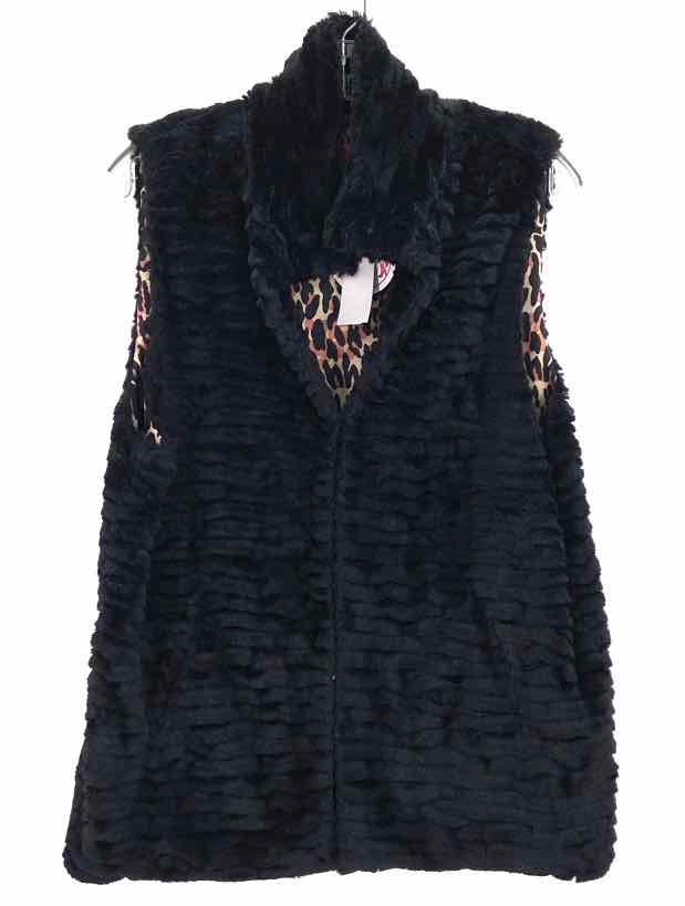 Size L BETSEY JOHNSON Black Faux Fur Vest