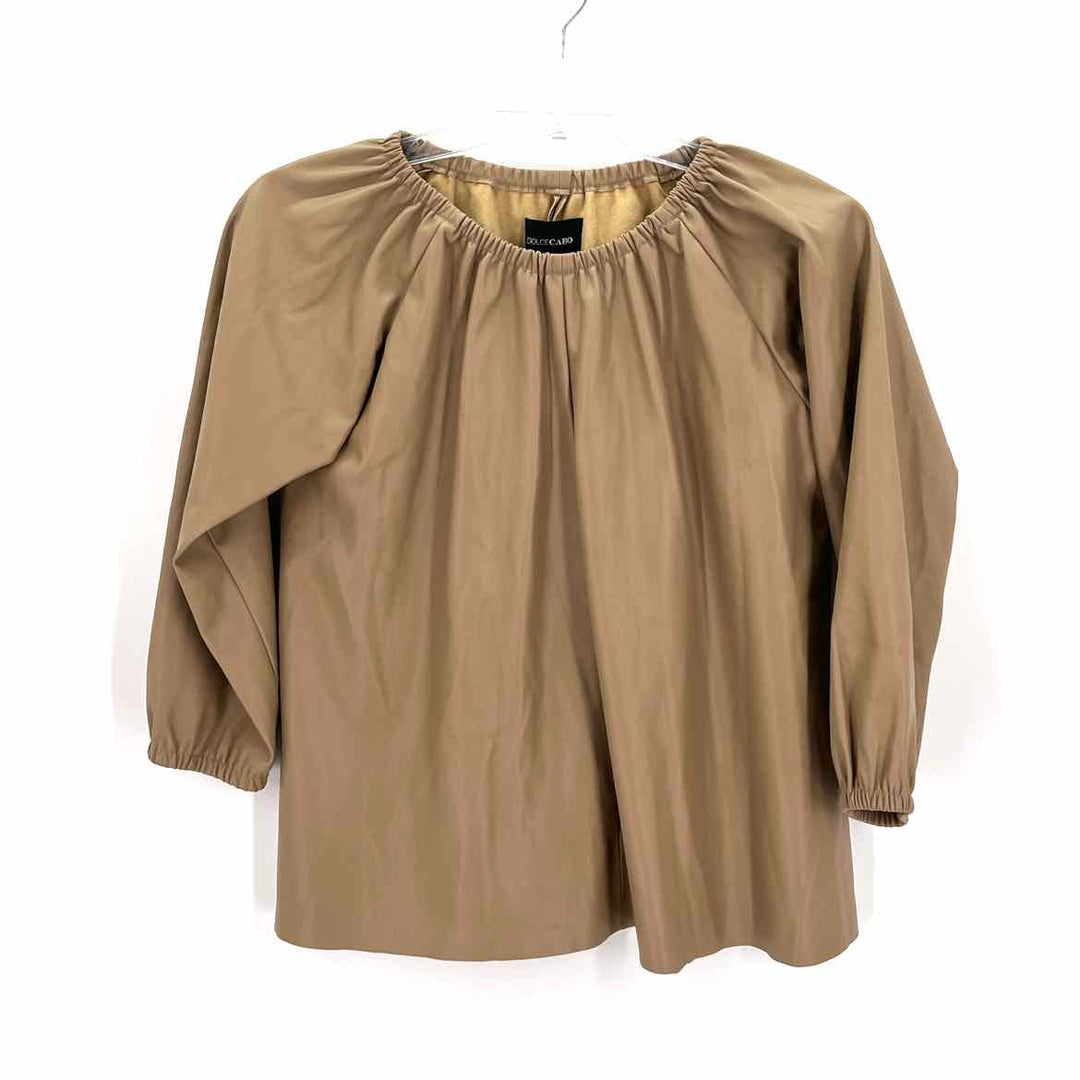 Size S Tan Faux Leather Shirt