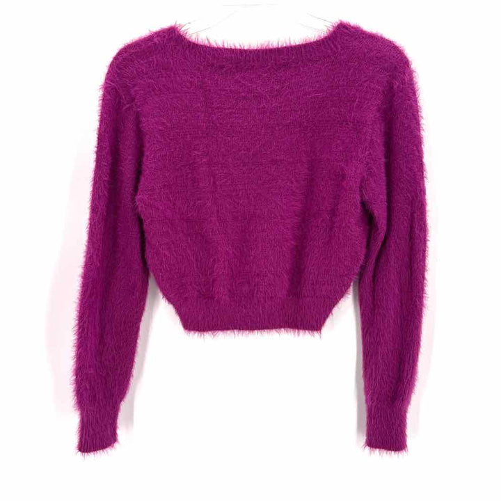 Size L LULUS Purple Knit Faux Fur Sweater