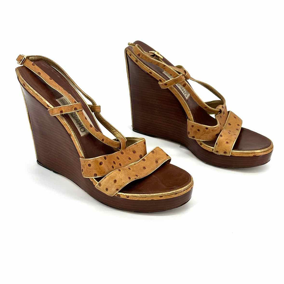 Shoe Size 8 SALVATORE FERRAGAMO Tan Leather Luxury - Sandals