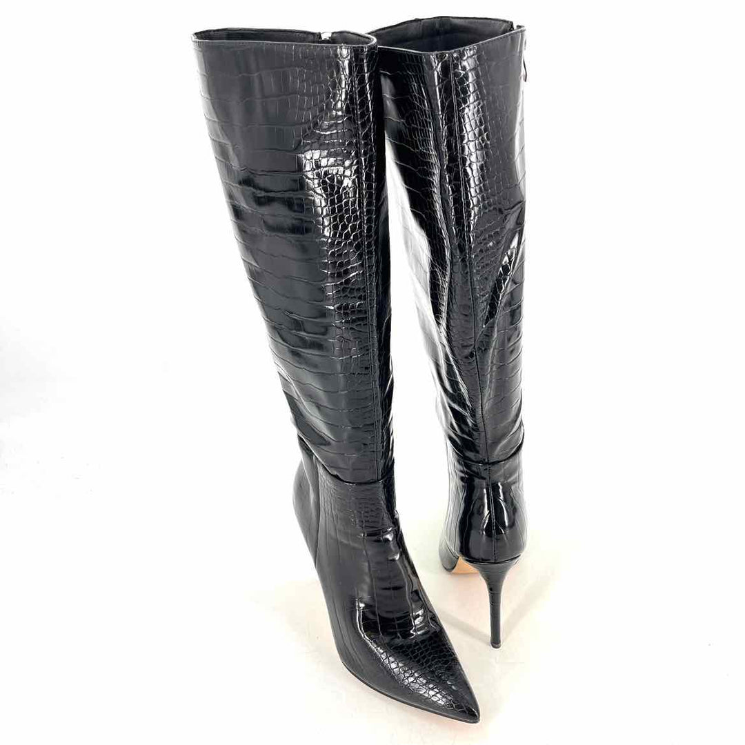 Shoe Size 10 Black Faux Leather Boots