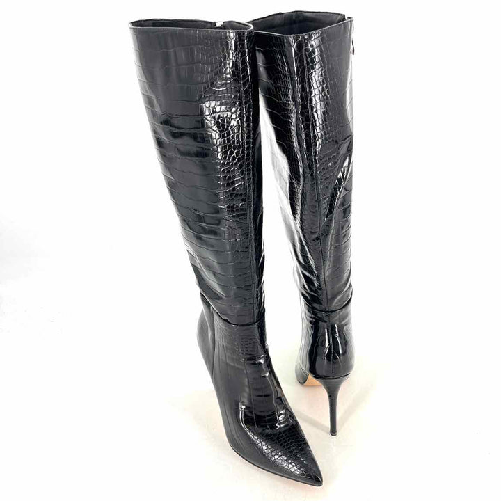 Shoe Size 10 Black Faux Leather Boots