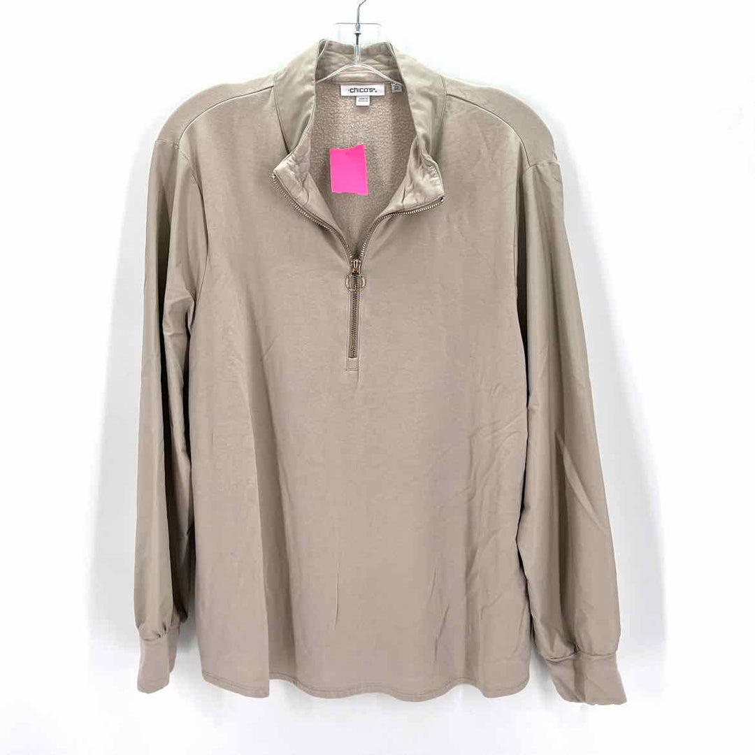 Size 1X Chico's Taupe Faux Leather Jacket