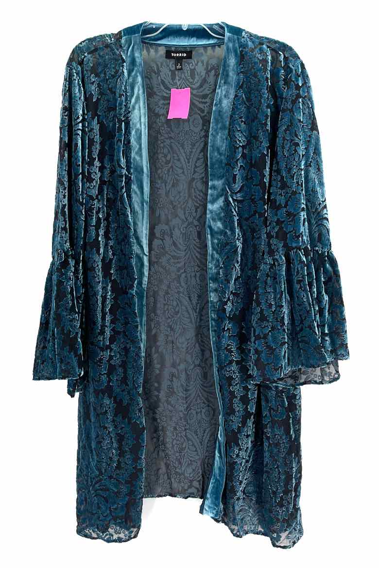 Size 2X Torrid Teal Velvet Cardigan