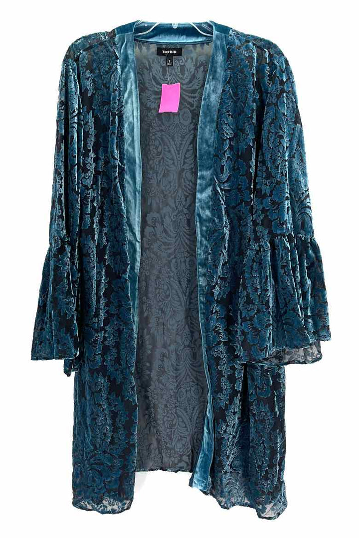 Size 2X Torrid Teal Velvet Cardigan