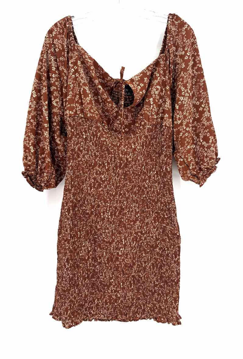 Size 2X Brown Print Dress