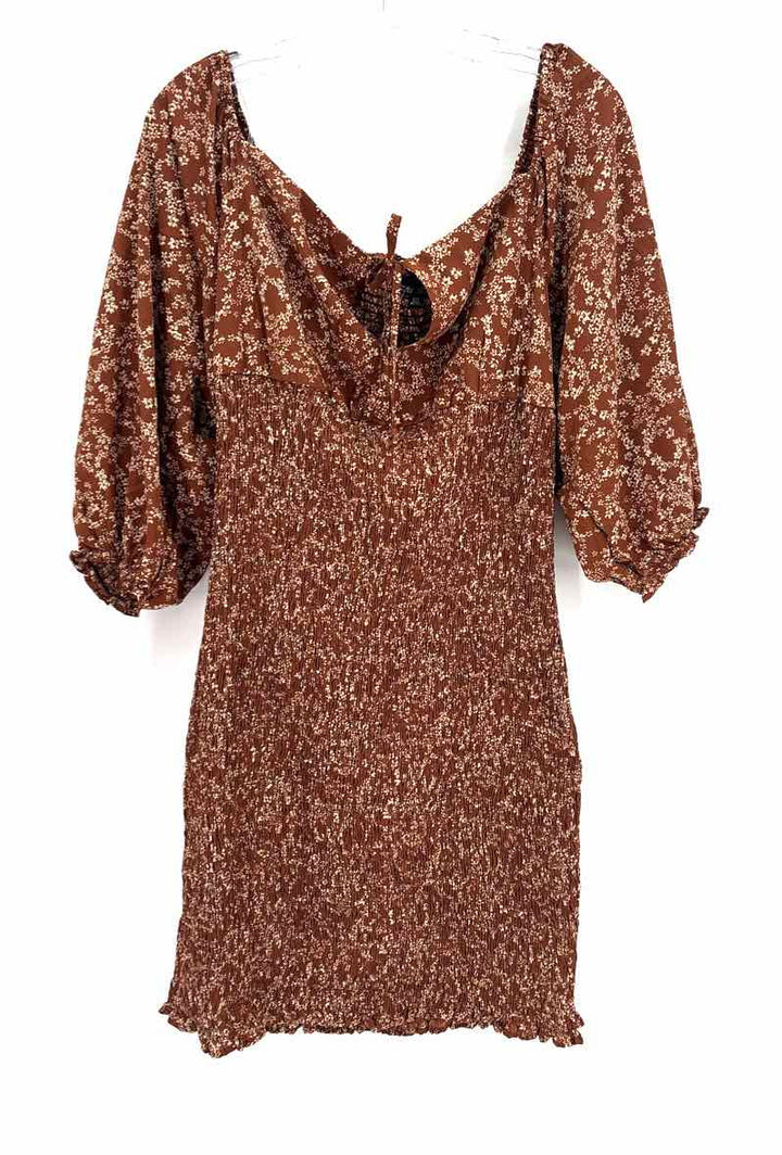 Size 2X Brown Print Dress