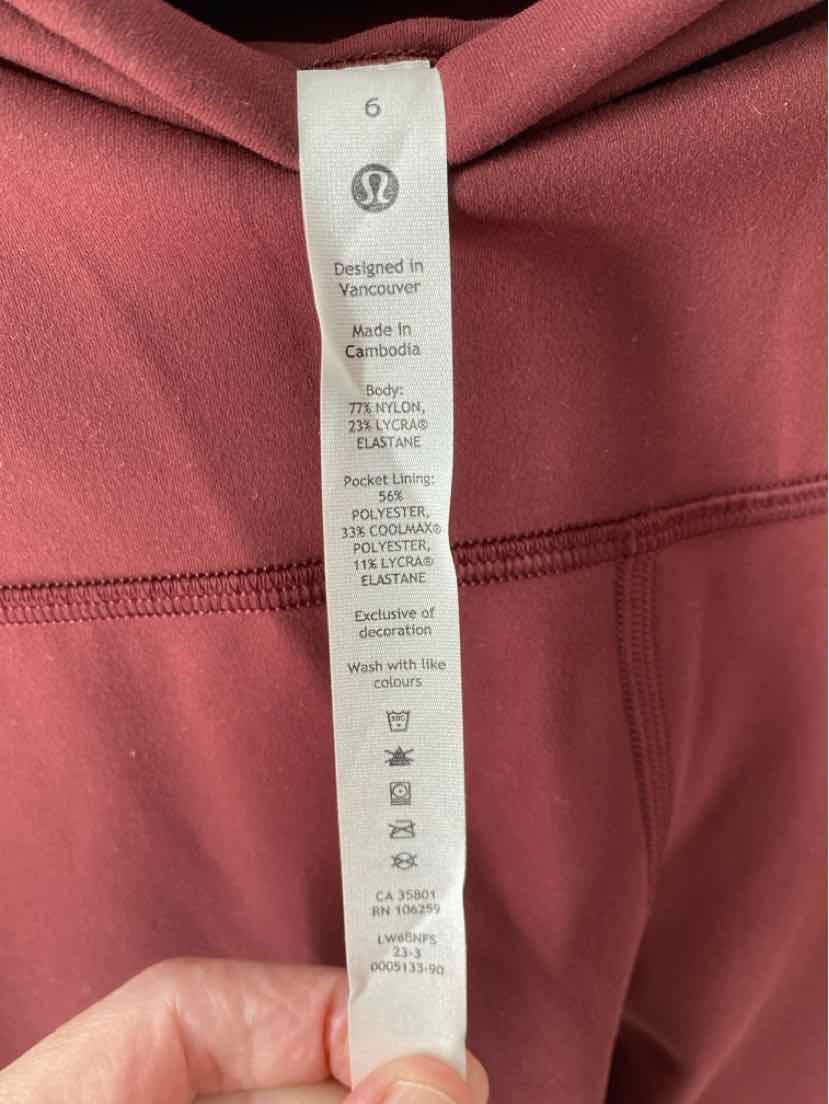 Size 6 Lululemon Burgundy Pants