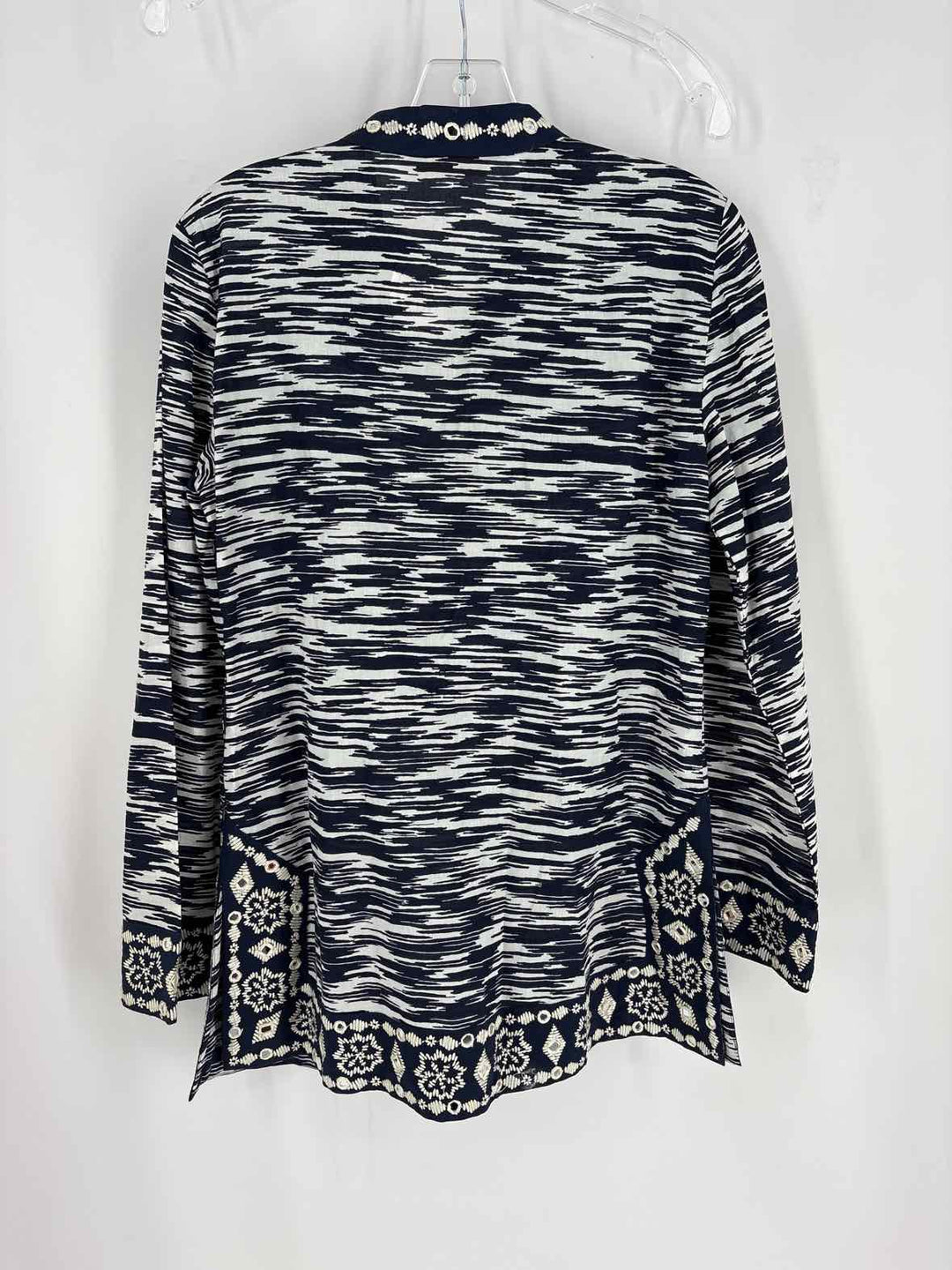 Size 8 Tory Burch Navy Print Shirt