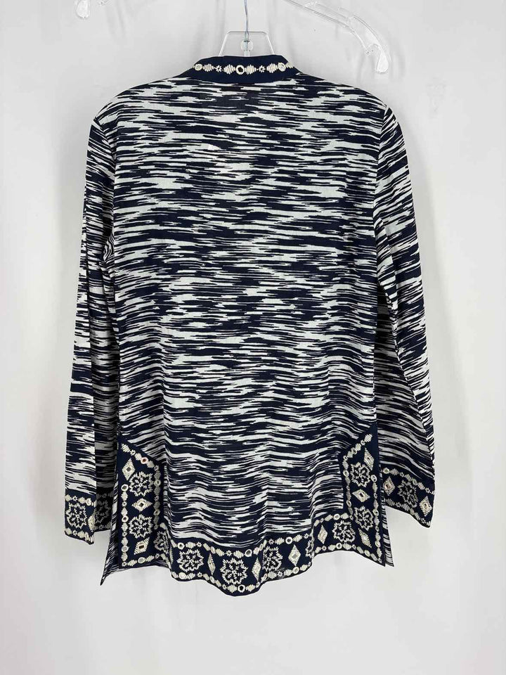Size 8 Tory Burch Navy Print Shirt