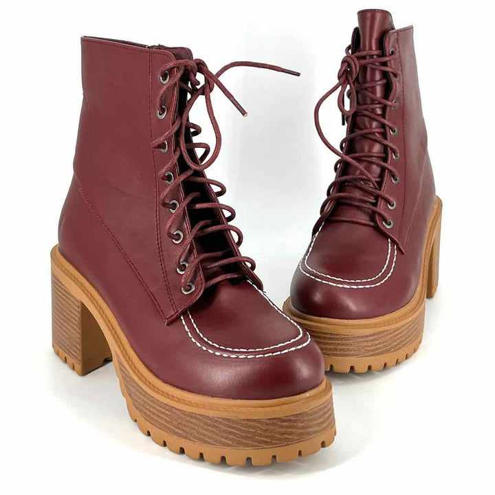 Shoe Size 7 Red Faux Leather Boots