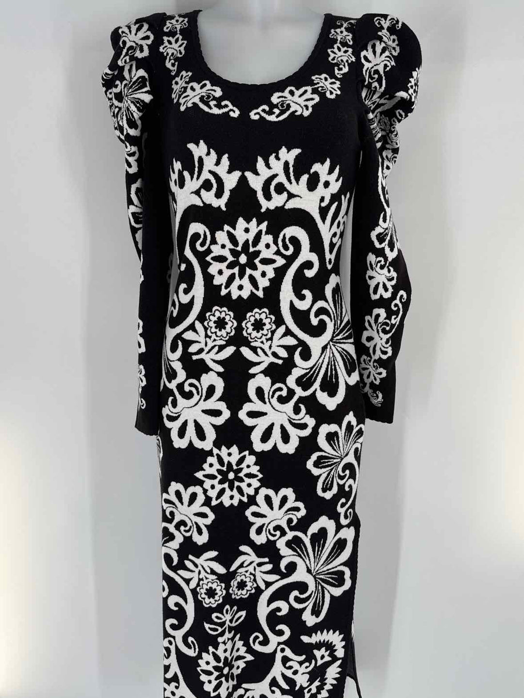 farm rio black dress Floral Off the Shoulder Long Sleeve Maxi in at Nordstrom, Size X-Small creating a flattering silhouette Black Chenille Flowers Midi Dress