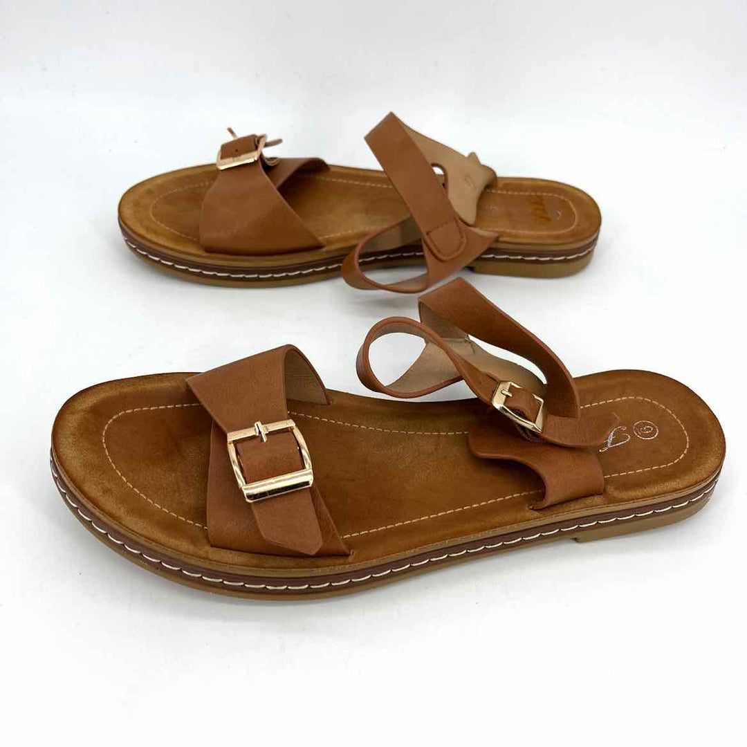 Shoe Size 9 Camel Faux Leather Sandals