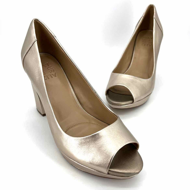 Shoe Size 9 Naturalizer Gold Leather Heels