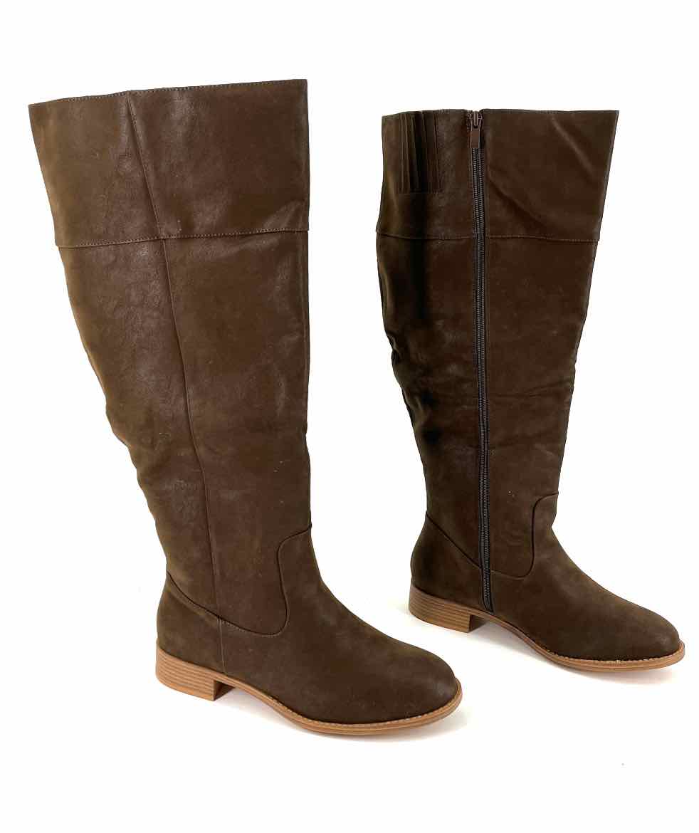 Shoe Size 10 ELOQUII Brown Faux Leather Boots