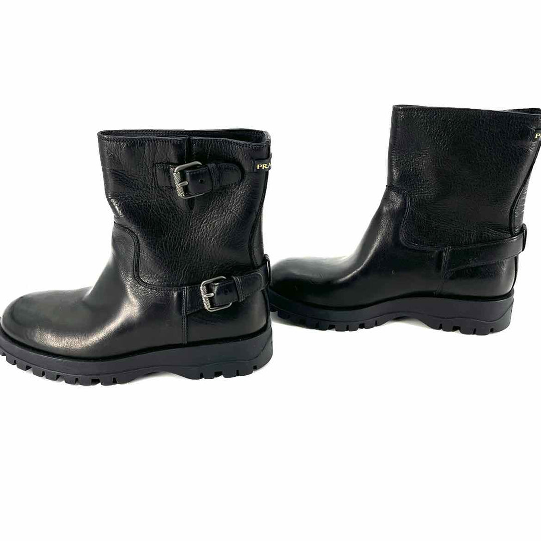 Shoe Size 38.5 PRADA Black Leather Luxury - Boots