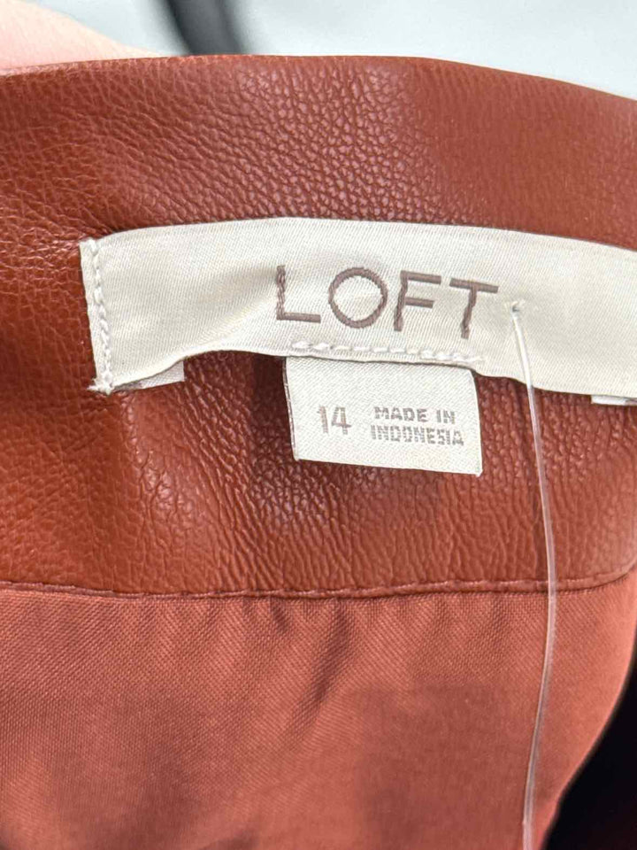 Size 14 LOFT Rust Faux Leather Skirt