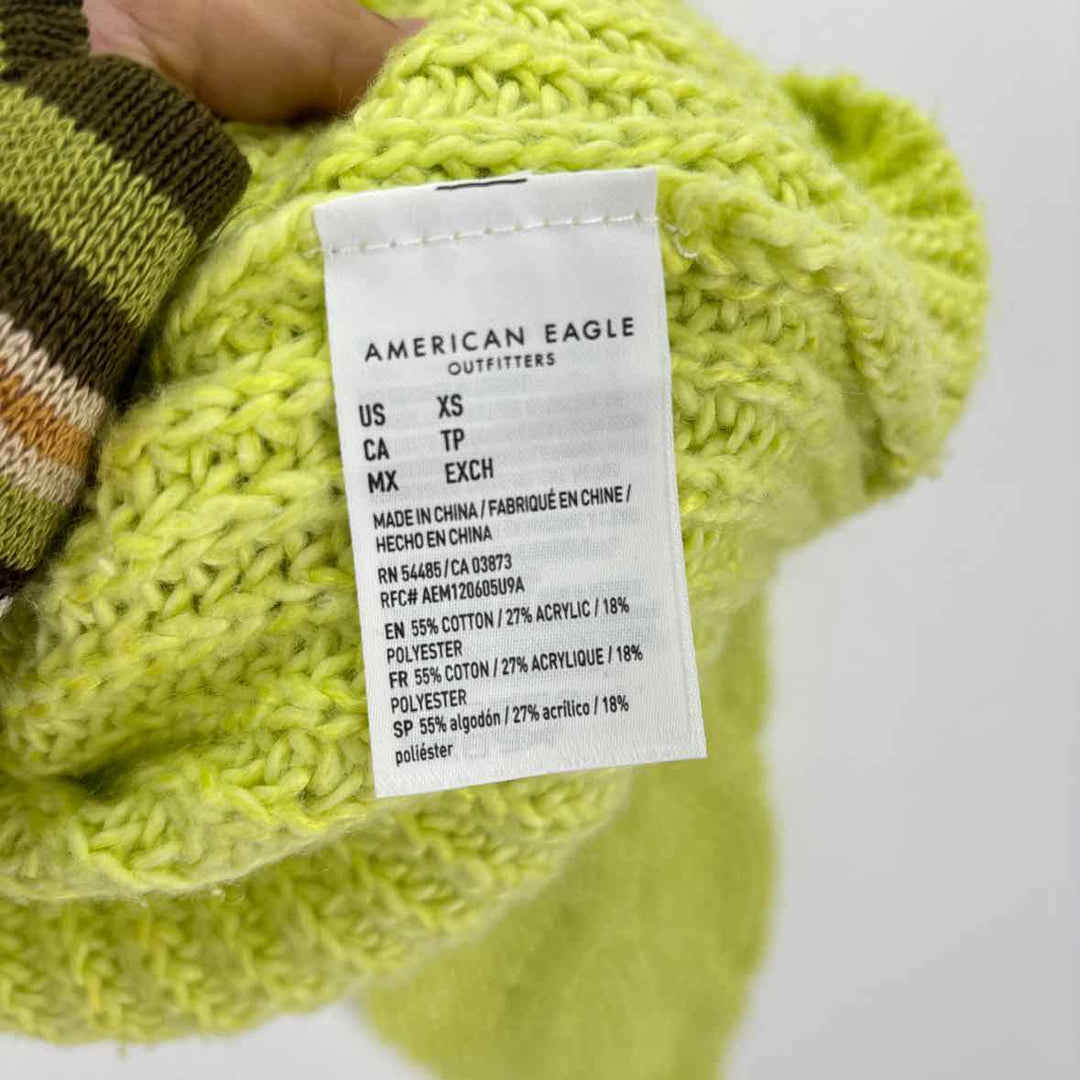 Size XS AMERICAN EAGLE Lime Green Knit Sweater