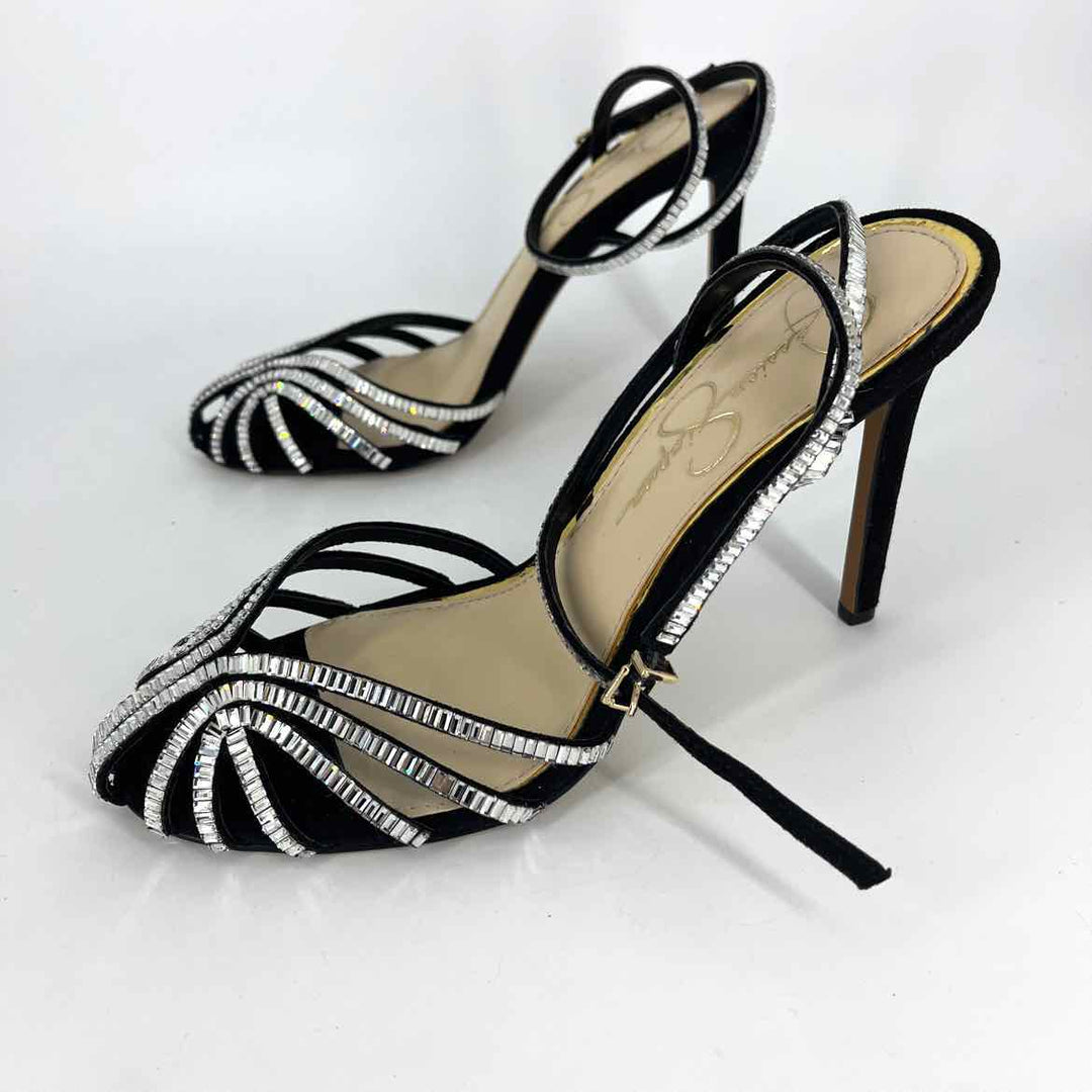 Shoe Size 8 Jessica Simpson Black Rhinestone Pumps