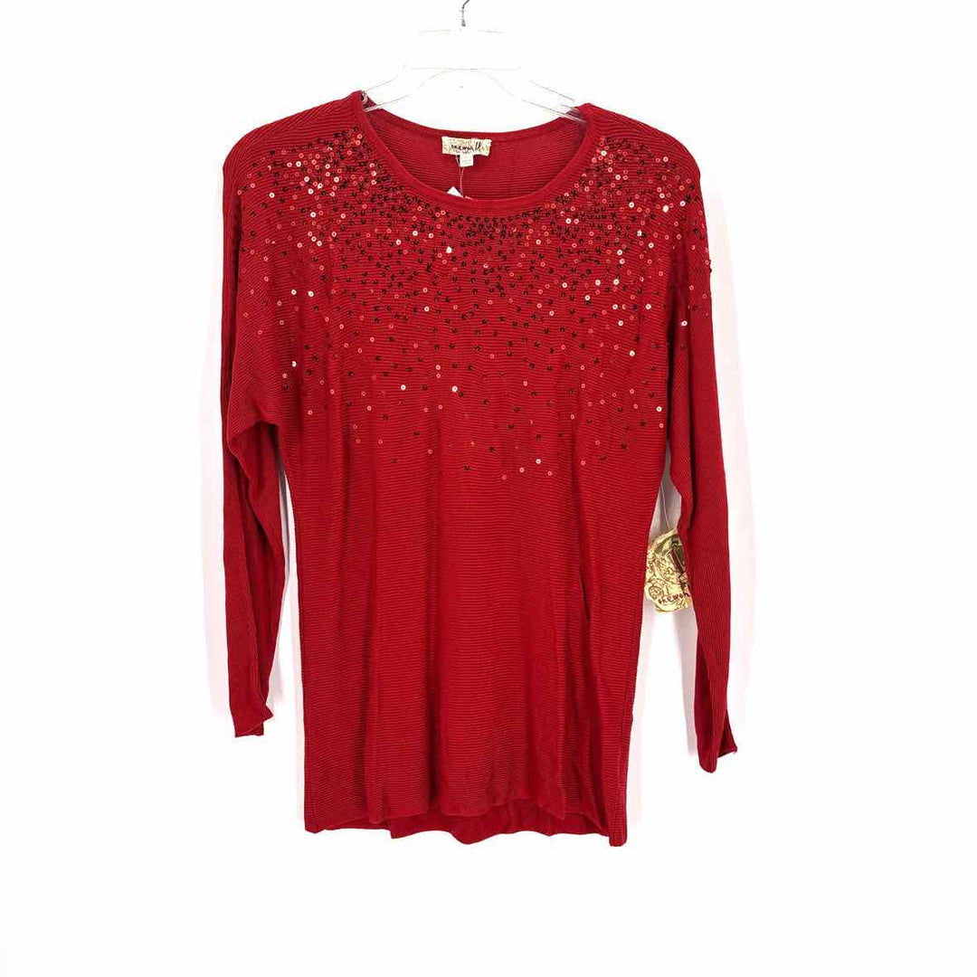 Size M Red Knit Sequined Shirt