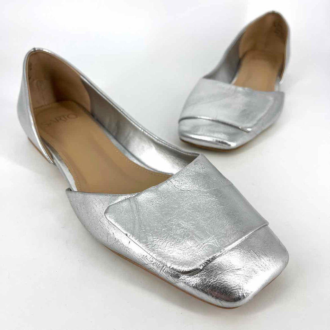 Shoe Size 10 FRANCO SARTO Silver Flats