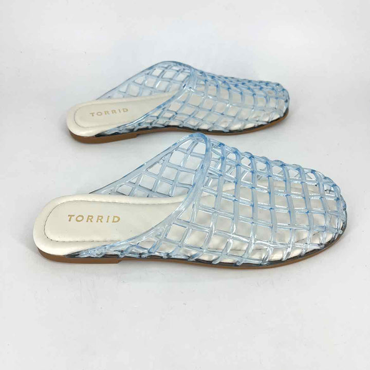 Shoe Size 8 Torrid Light Blue Faux Leather Plastic Flats