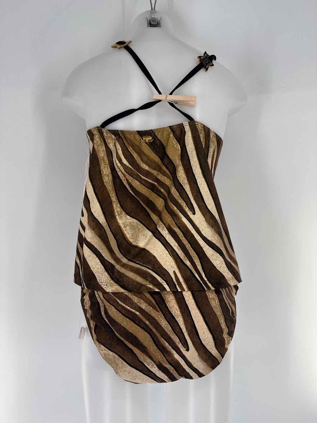 Size 12 ST JOHN Brown Print Swimsuit