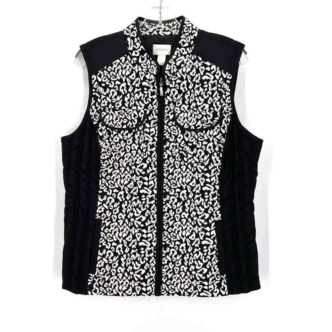 Size L Chico's Black Print Vest