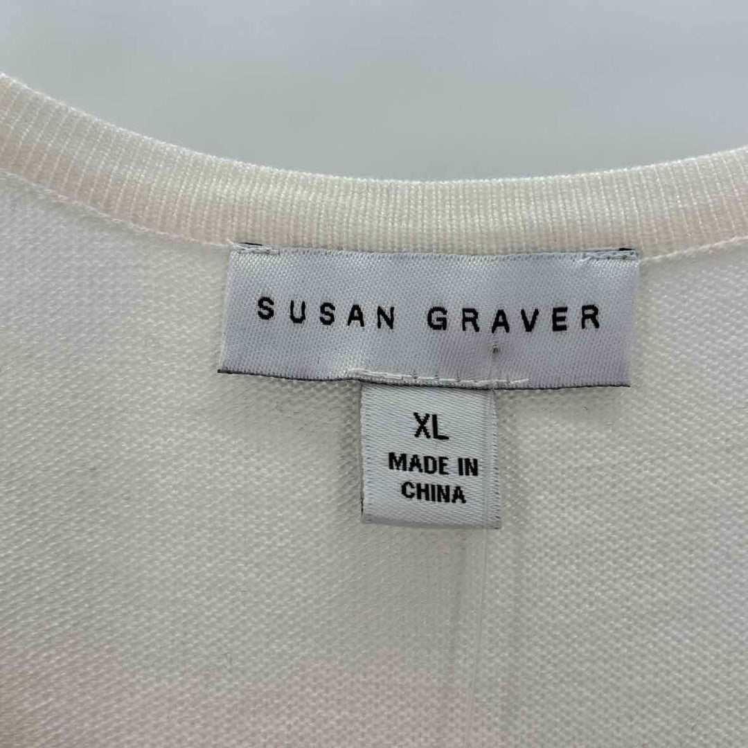 Size XL SUSAN GRAVER Ivory Knit Sweater