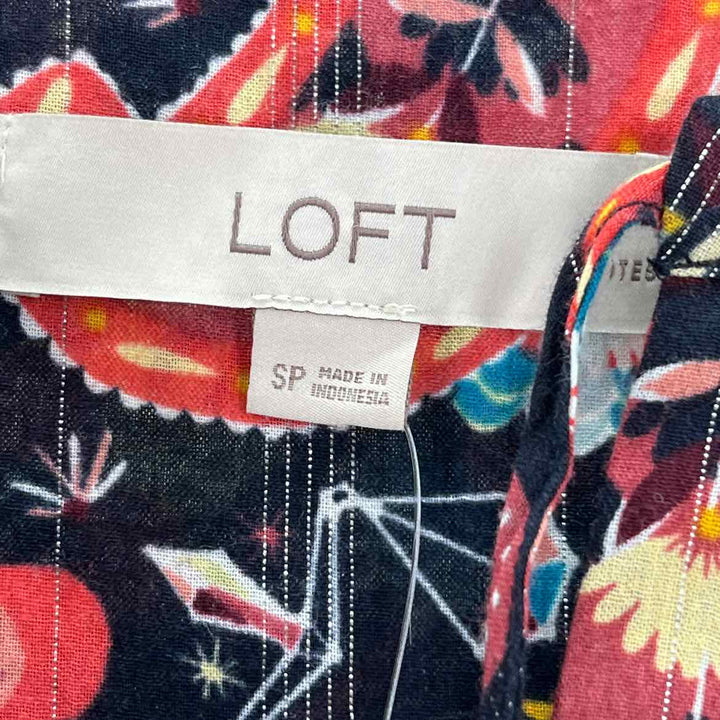Size S LOFT Navy Print Shirt
