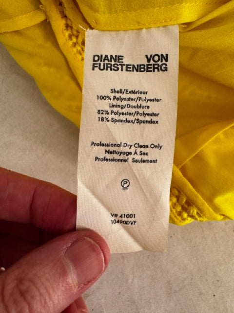Size 12 DIANE VON FURSTENBERG Yellow Lace Dress