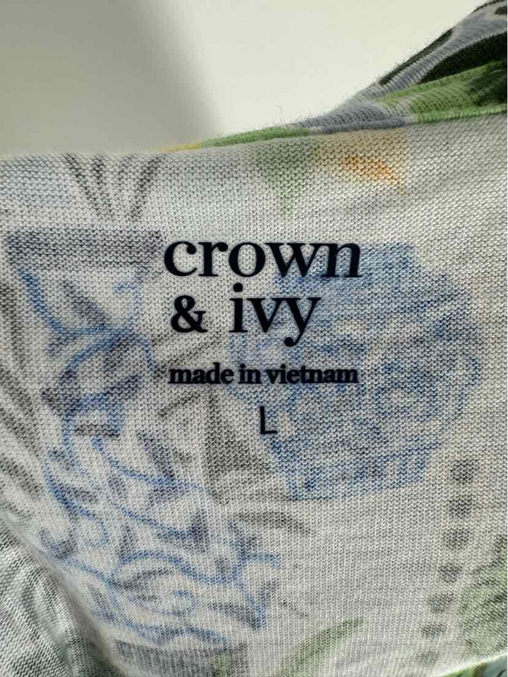 Size L CROWN & IVY Blue Shirt