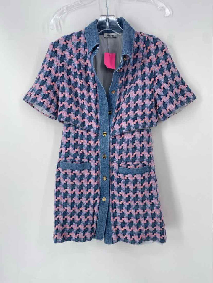Size S SANDRO Purple Tweed Dress