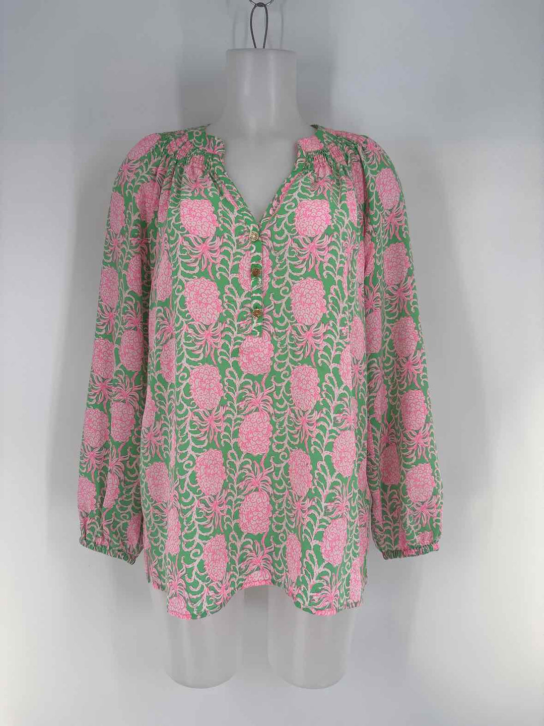 Size M Lilly Pulitzer Green Print Shirt