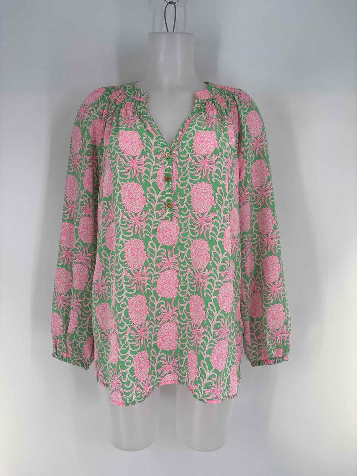 Size M Lilly Pulitzer Green Print Shirt