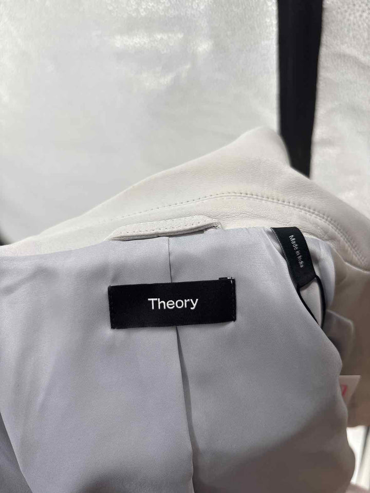 Size Petite THEORY Gray Leather Luxury - Jacket