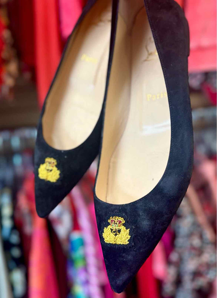 Shoe Size 39 CHRISTIAN LOUBOUTIN Black Suede Luxury - Flats