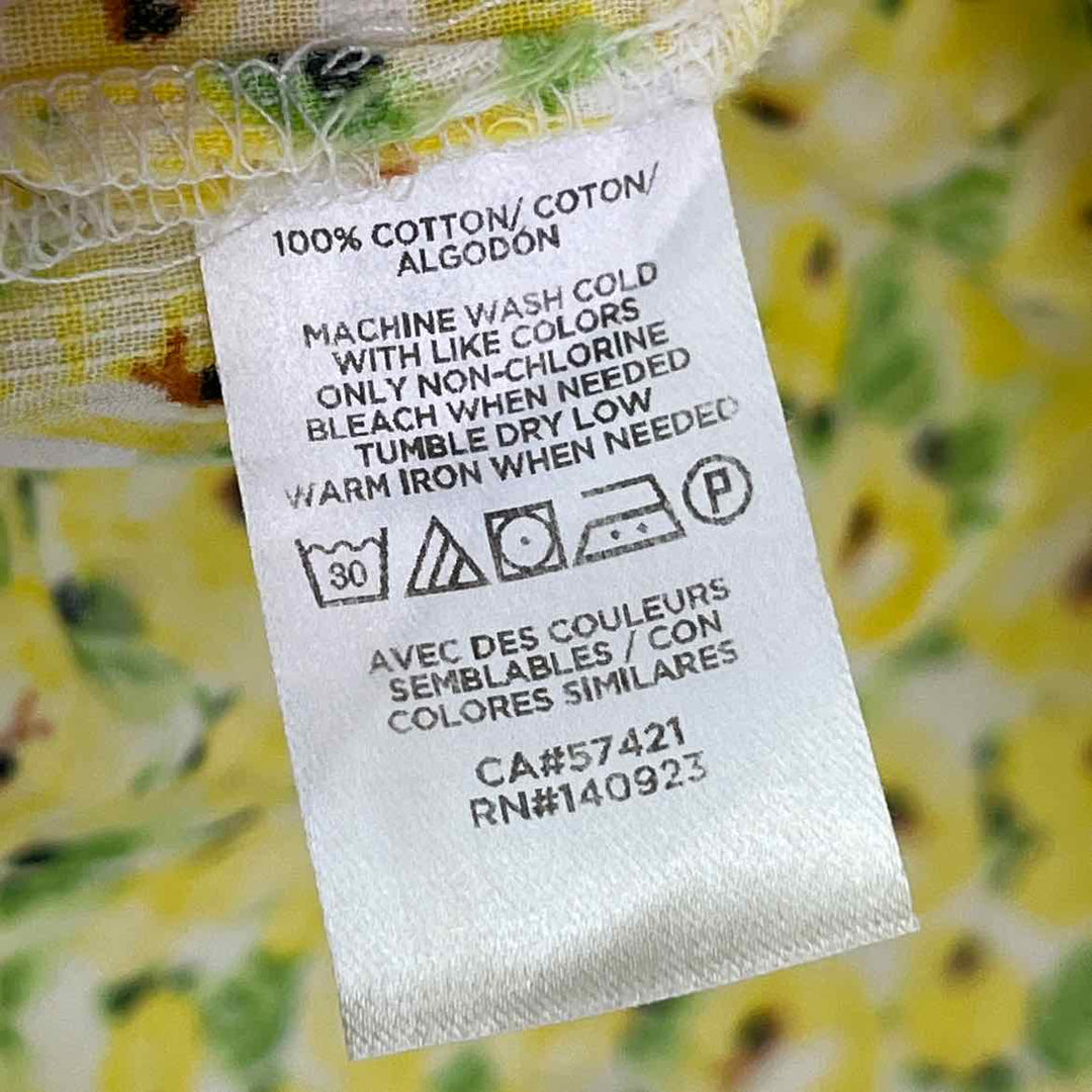 Size XS LOFT Yellow Print Shirt