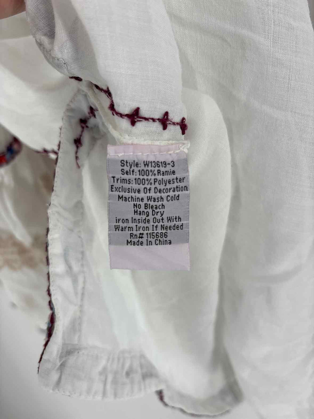 Size L Johnny Was White Shirt