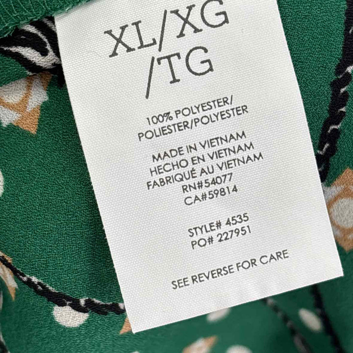 Size XL CABI Green Print Shirt