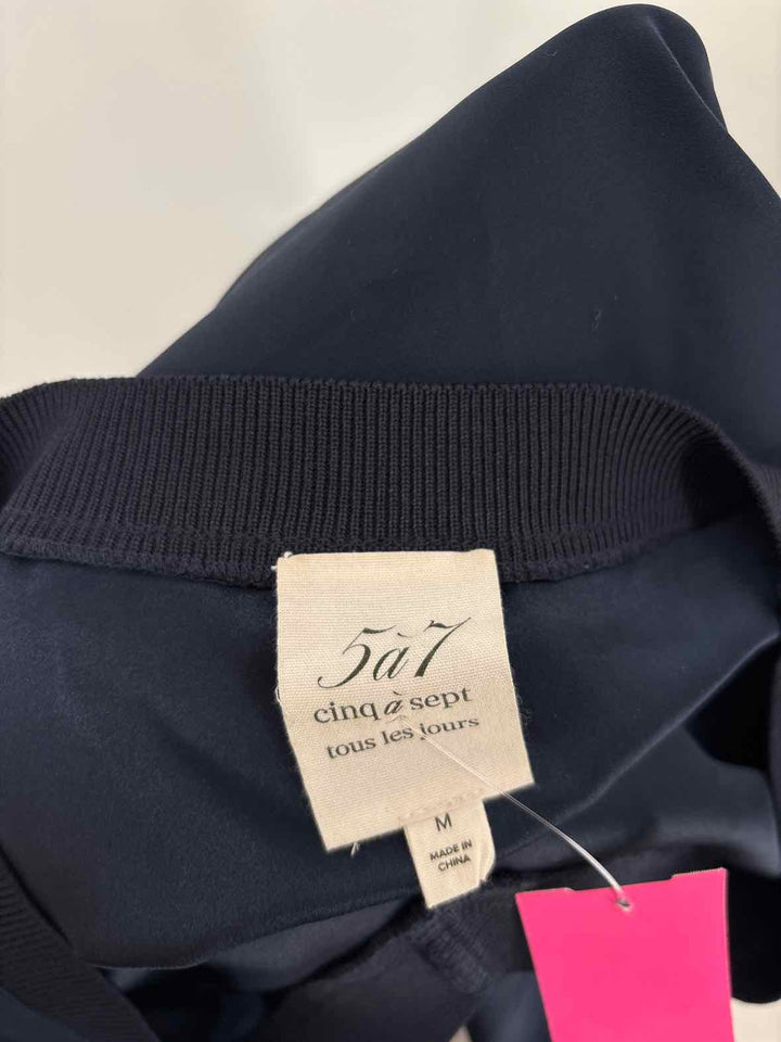 Size M CINQ DE SEPT Navy Silk Dress
