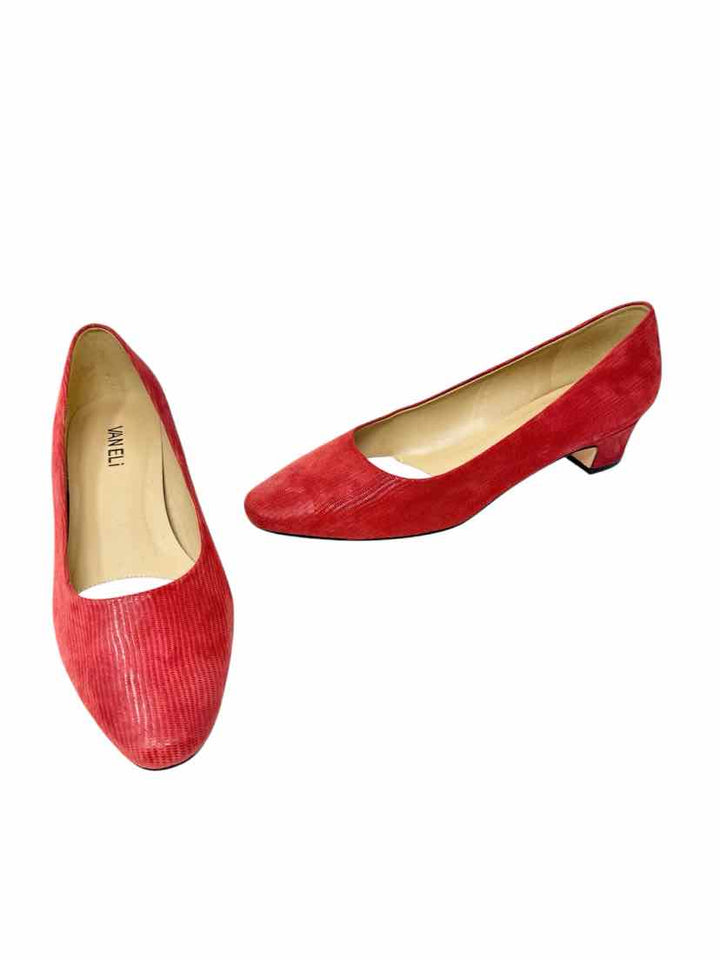 Shoe Size 9 VAN ELI Red Leather Pumps