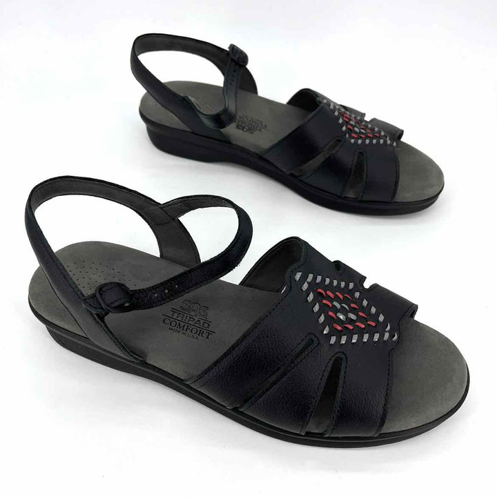 Shoe Size 9 SAS Black Leather Sandals