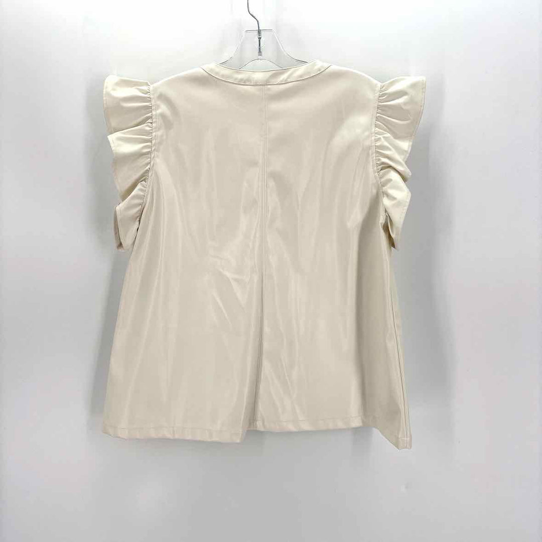 Size L JODIFL Ivory Faux Leather Shirt