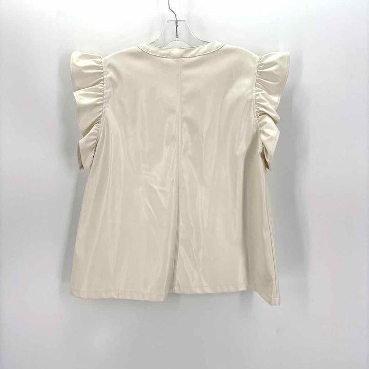 Size L JODIFL Ivory Faux Leather Shirt