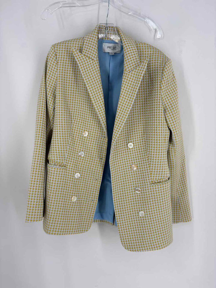 Size 6 PER SE Yellow Print Blazer