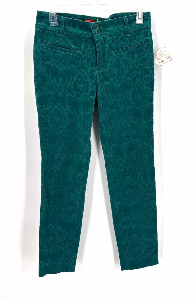 Size 4 Anthropologie Teal Velvet Pants