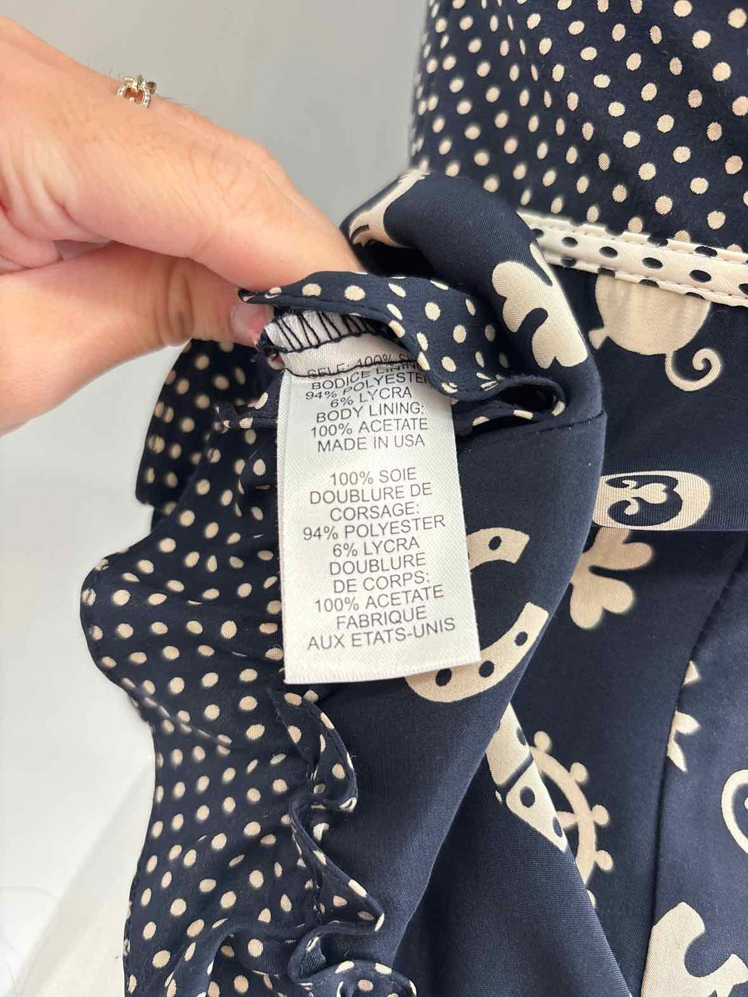 Size S NANETTE LEPORE Navy Print Shirt